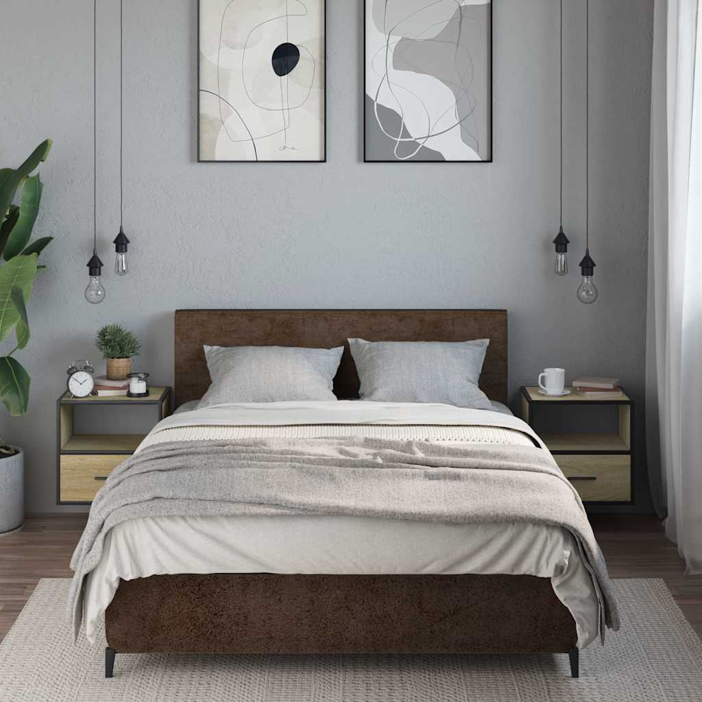 Comodini a Muro 2 pz Rovere Sonoma 40x31x39,5 cm