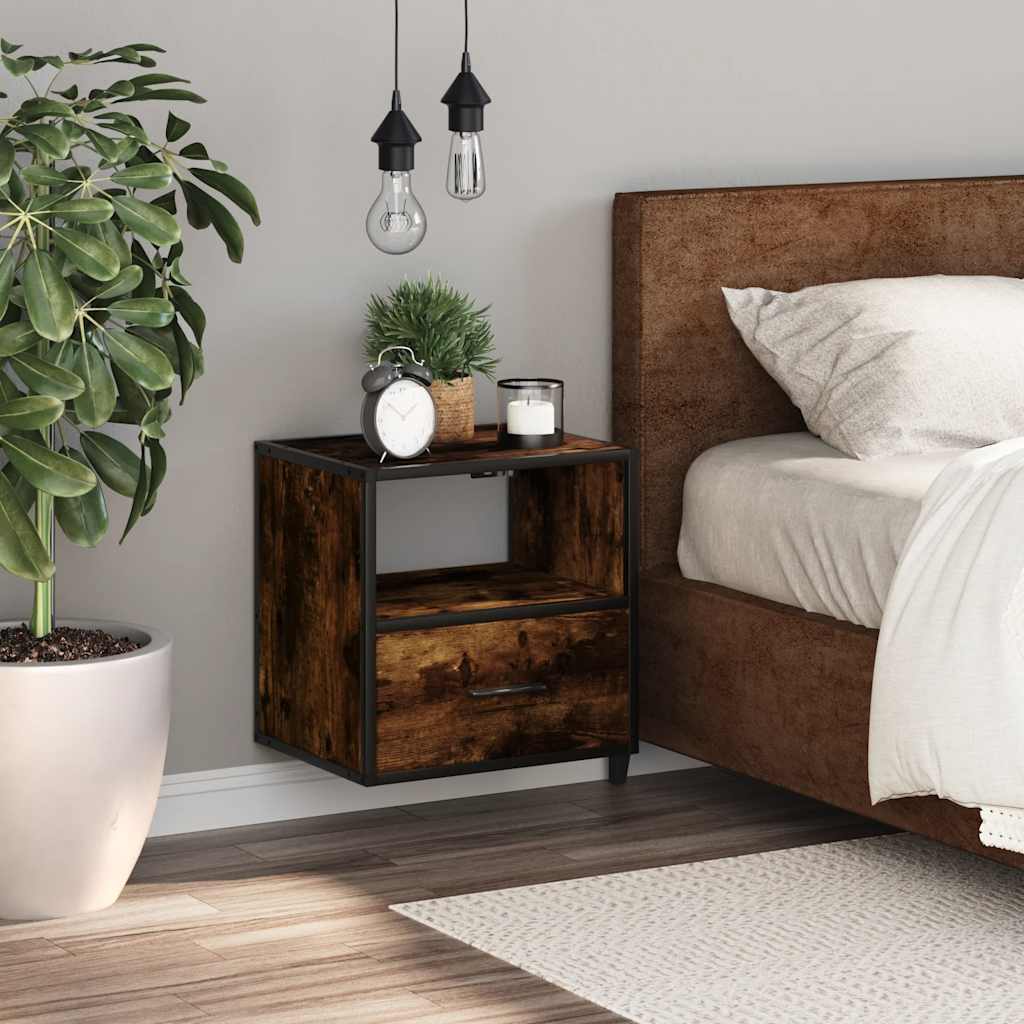 Comodino a Muro Rovere Fumo 40x31x39,5 cm