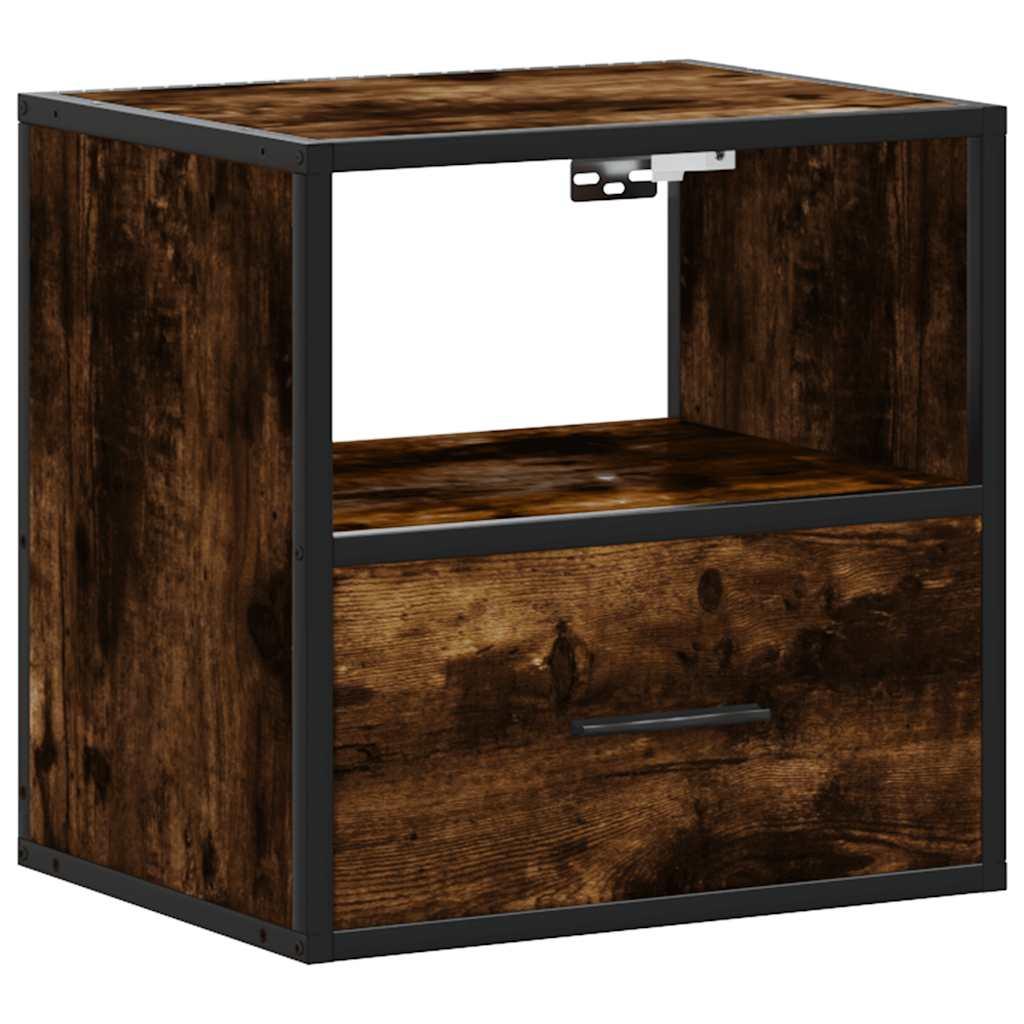 Comodini a Muro 2 pz Rovere Fumo 40x31x39,5 cm