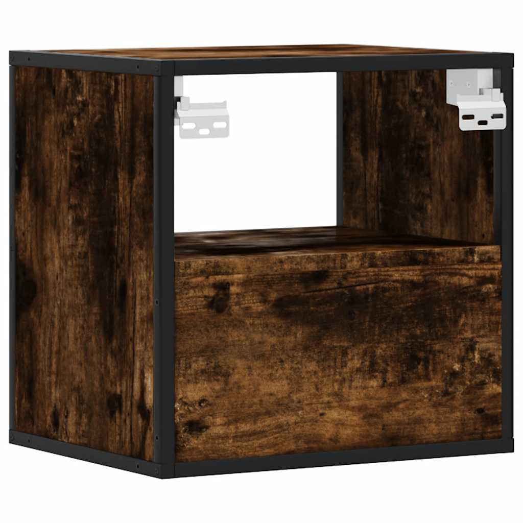 Comodini a Muro 2 pz Rovere Fumo 40x31x39,5 cm