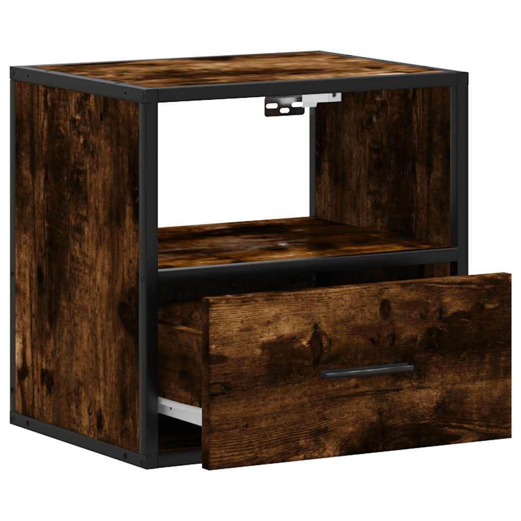 Comodini a Muro 2 pz Rovere Fumo 40x31x39,5 cm