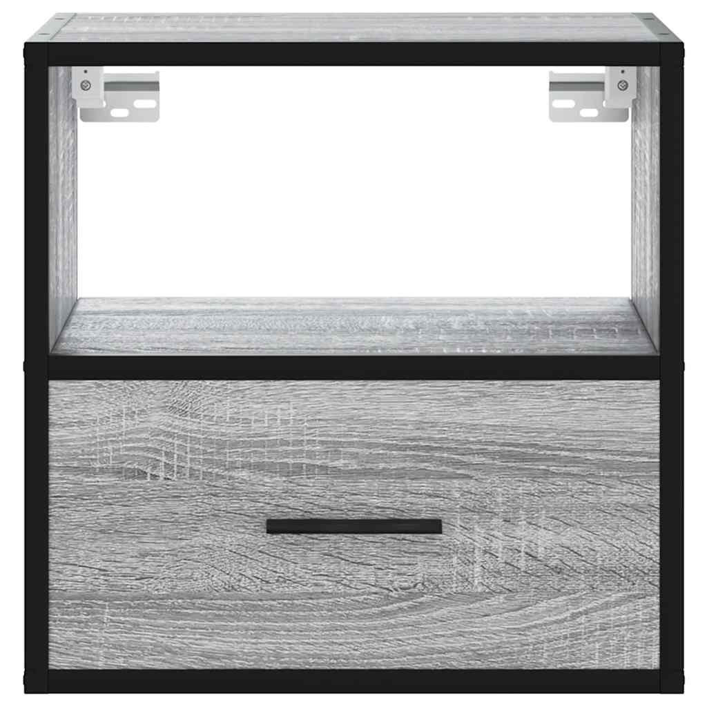 Comodino a Muro Grigio Sonoma 40x31x39,5 cm