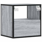 Comodino a Muro Grigio Sonoma 40x31x39,5 cm