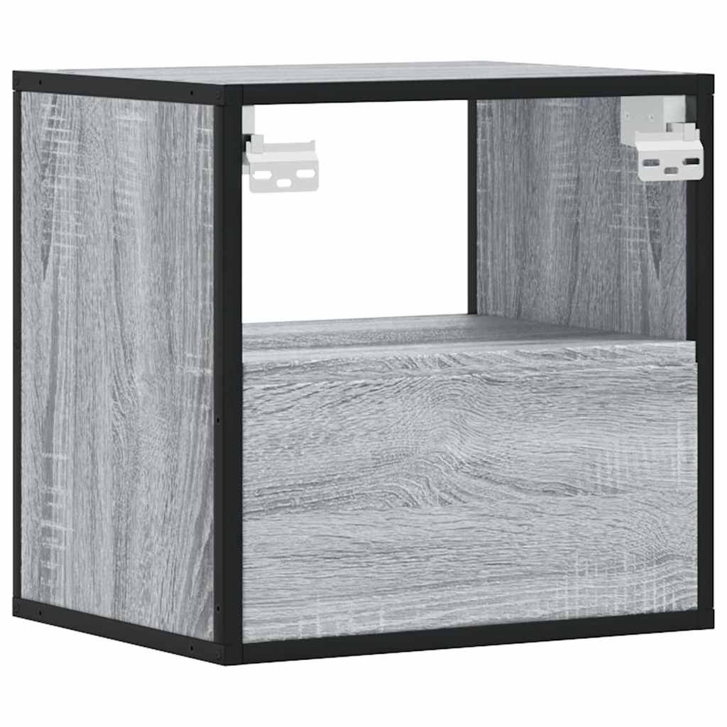 Comodino a Muro Grigio Sonoma 40x31x39,5 cm