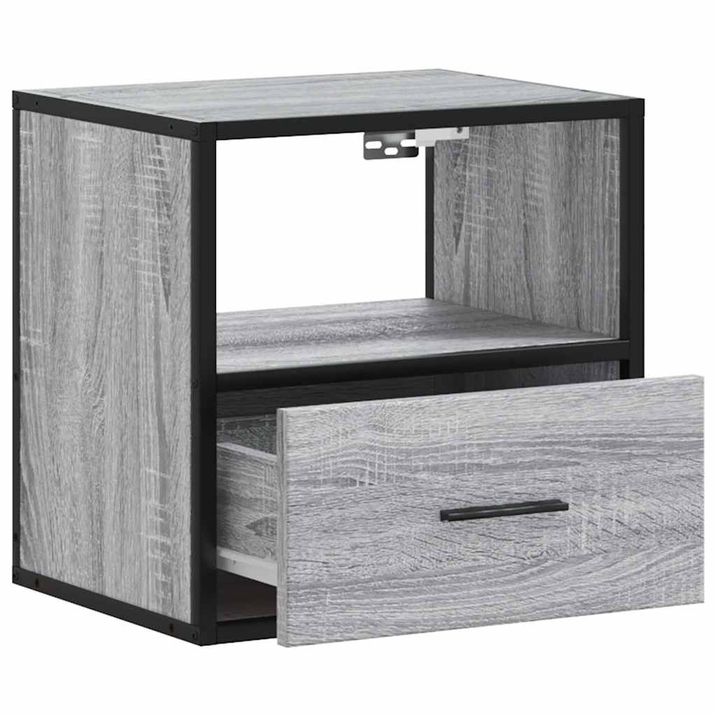Comodino a Muro Grigio Sonoma 40x31x39,5 cm