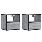 Comodini a Muro 2 pz Grigio Sonoma 40x31x39,5 cm
