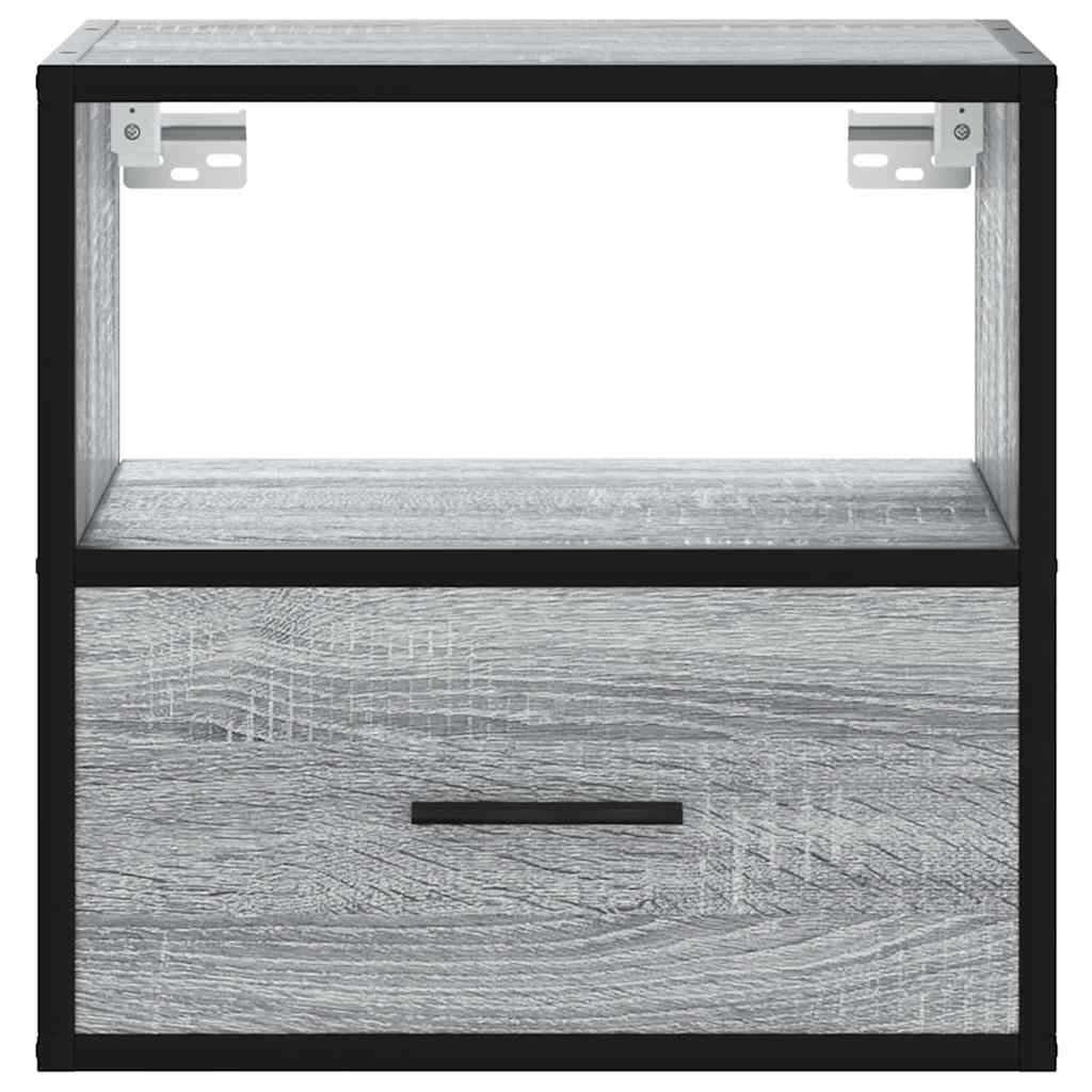 Comodini a Muro 2 pz Grigio Sonoma 40x31x39,5 cm