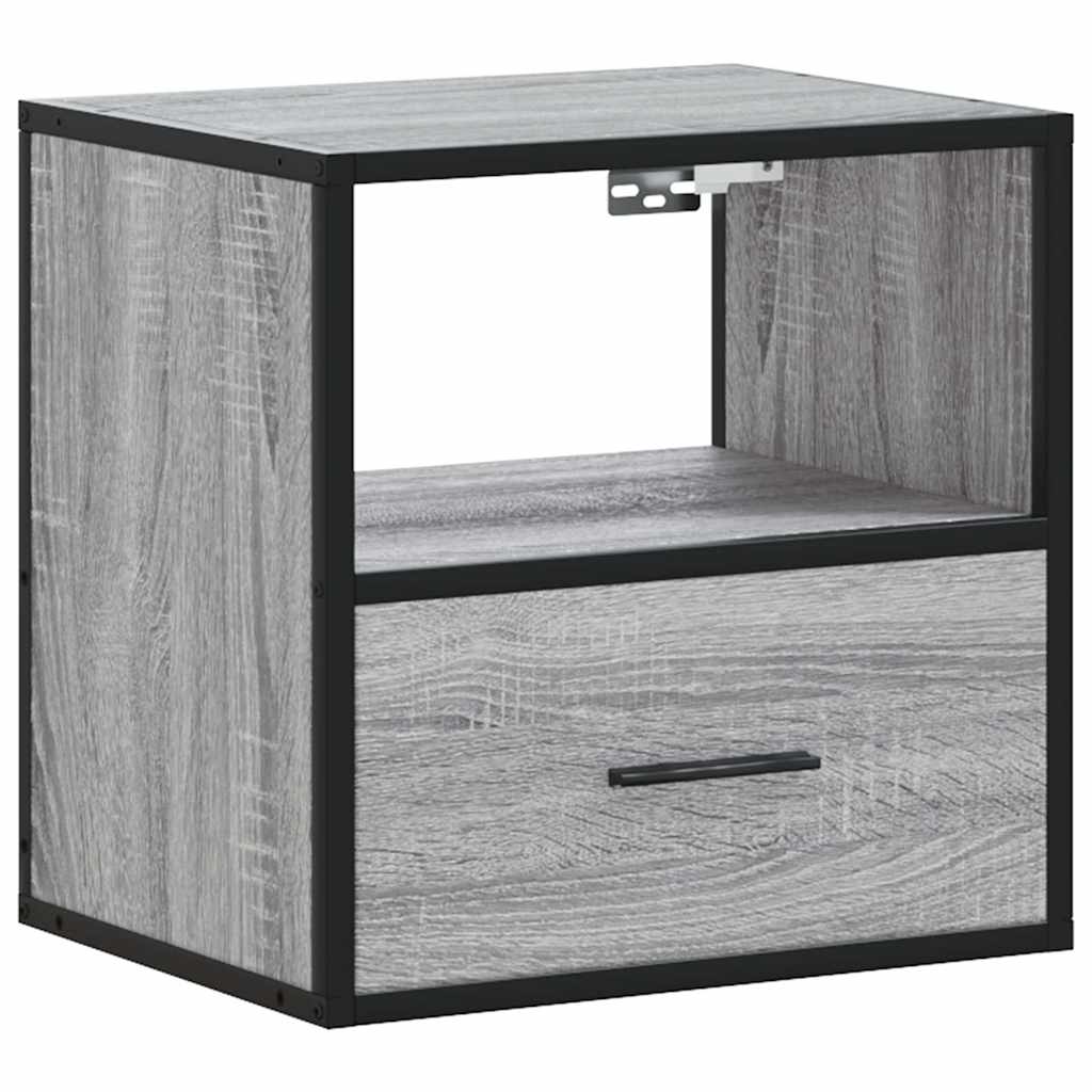 Comodini a Muro 2 pz Grigio Sonoma 40x31x39,5 cm