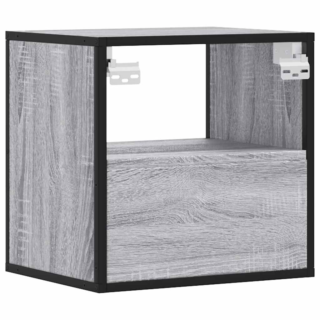 Comodini a Muro 2 pz Grigio Sonoma 40x31x39,5 cm
