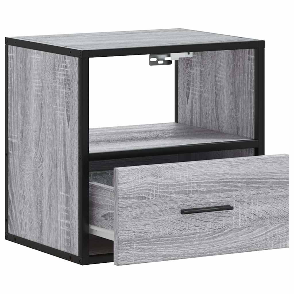 Comodini a Muro 2 pz Grigio Sonoma 40x31x39,5 cm