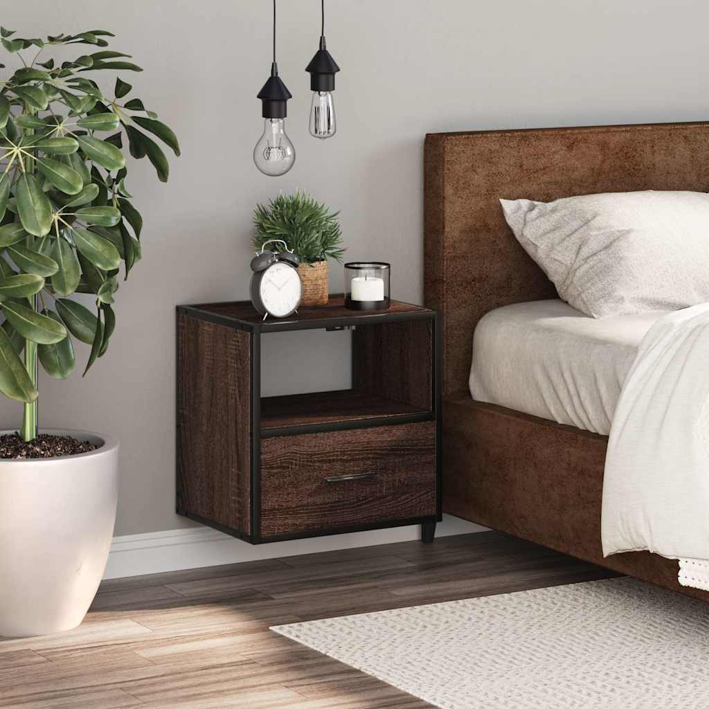 Comodino a Muro Rovere Marrone 40x31x39,5 cm