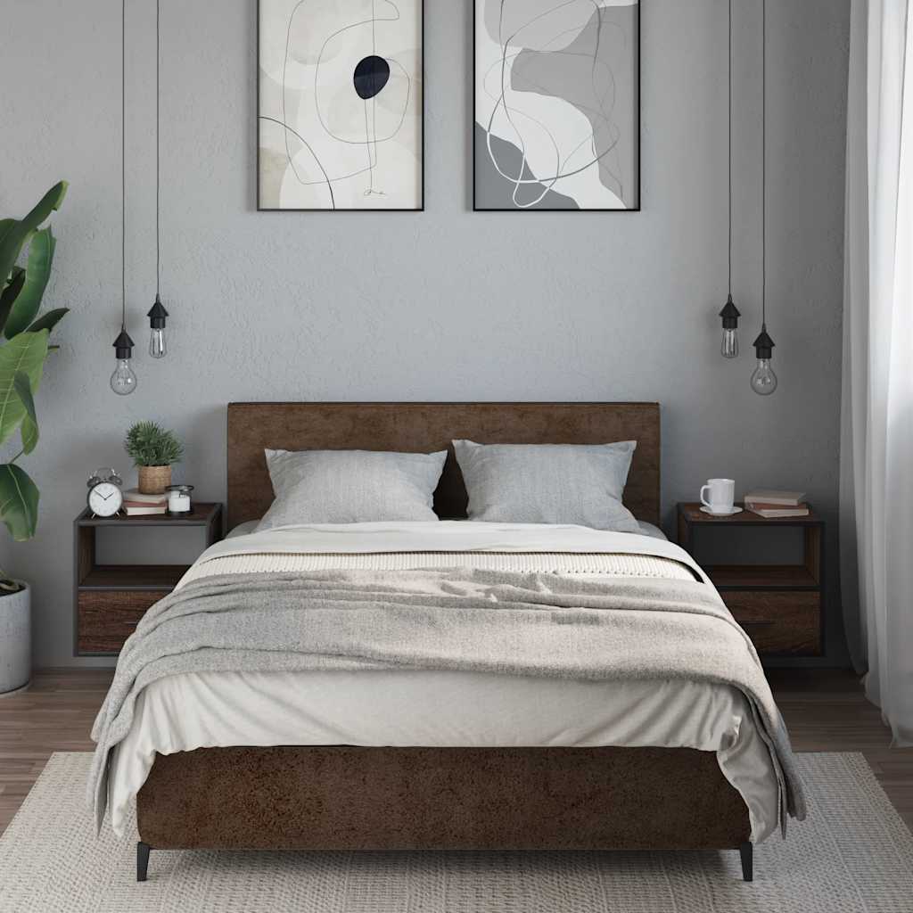 Comodini a Muro 2 pz Rovere Marrone 40x31x39,5 cm