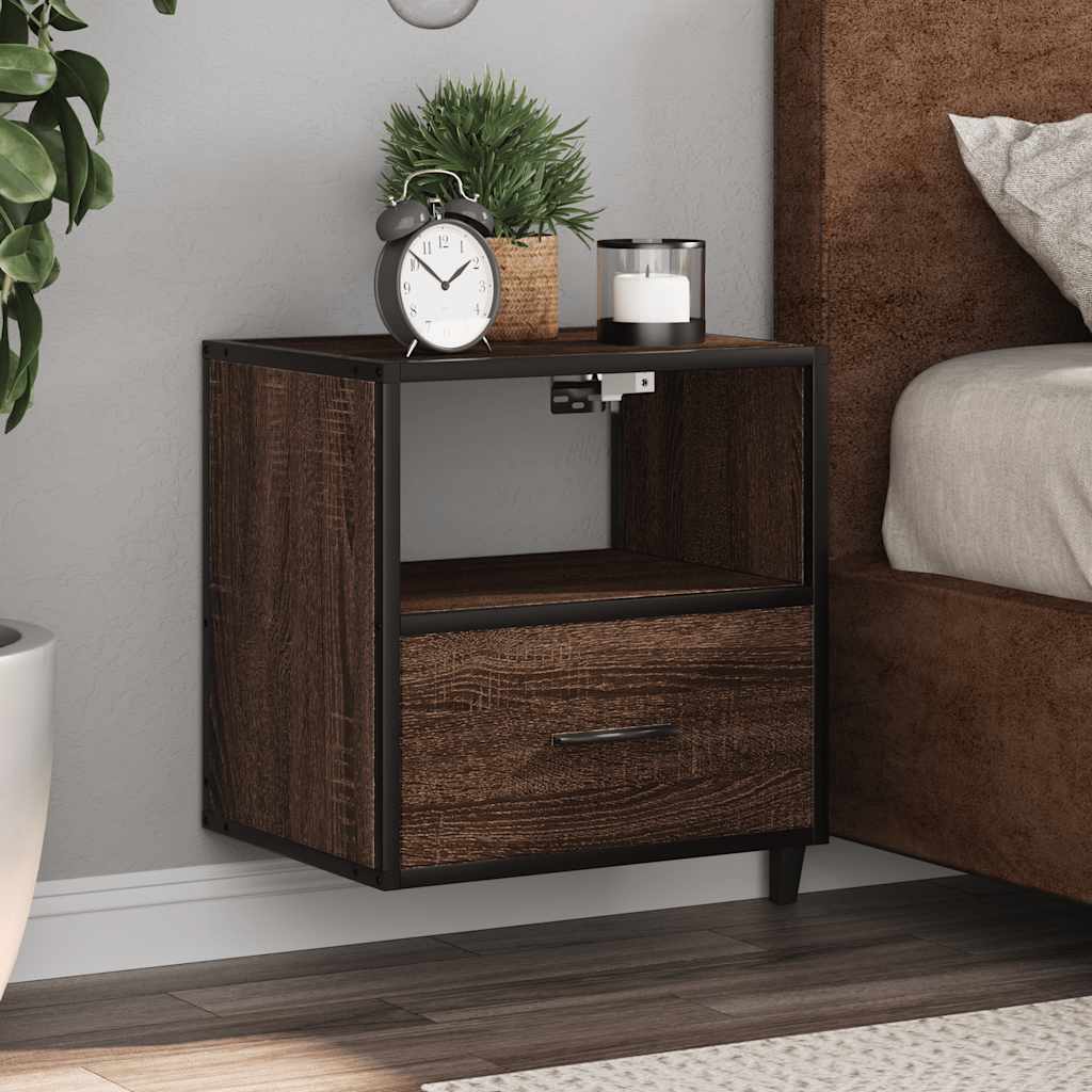 Comodini a Muro 2 pz Rovere Marrone 40x31x39,5 cm