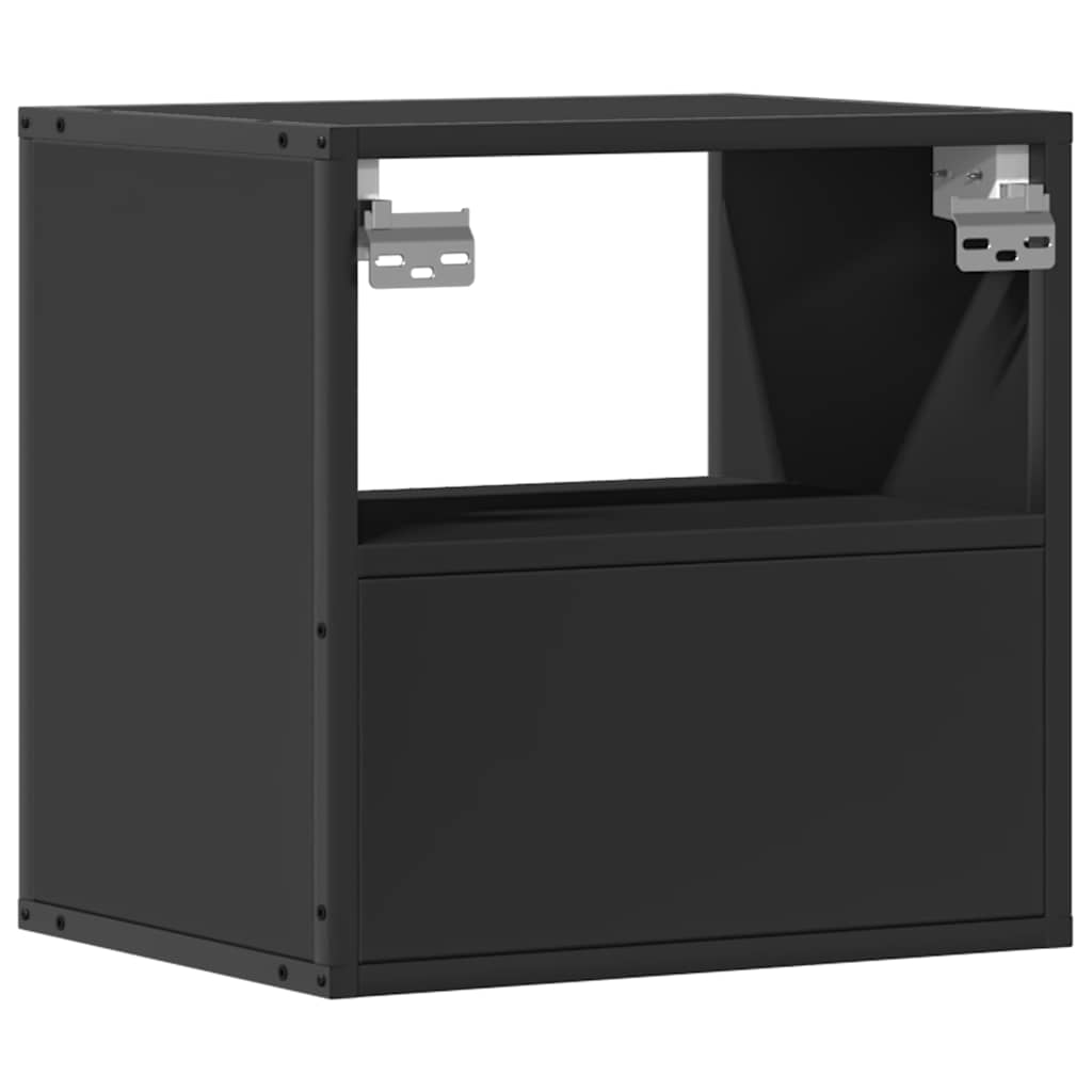 Comodini a Muro 2 pz Nero 40x31x39,5 cm