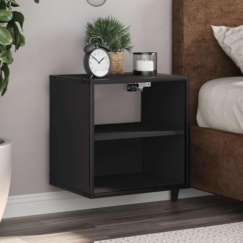 Comodini a Muro 2 pz Nero 40x31x39,5 cm