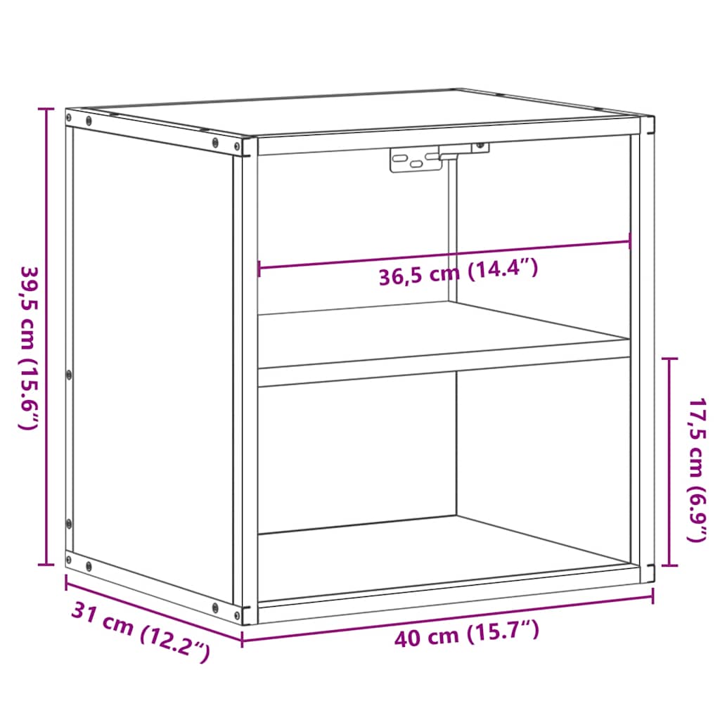 Comodino a Muro Rovere Sonoma 40x31x39,5 cm
