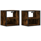 Comodini a Muro 2 pz Rovere Fumo 40x31x39,5 cm