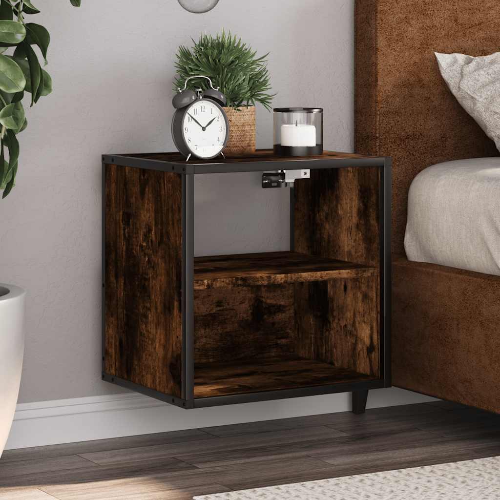 Comodini a Muro 2 pz Rovere Fumo 40x31x39,5 cm