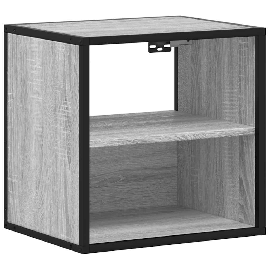 Comodino a Muro Grigio Sonoma 40x31x39,5 cm