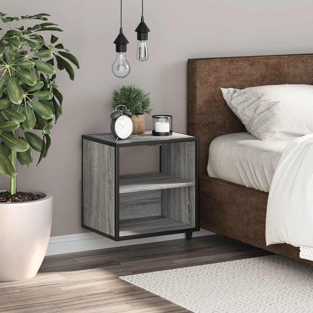 Comodino a Muro Grigio Sonoma 40x31x39,5 cm