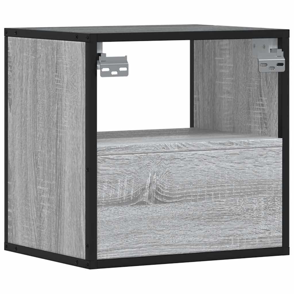 Comodino a Muro Grigio Sonoma 40x31x39,5 cm