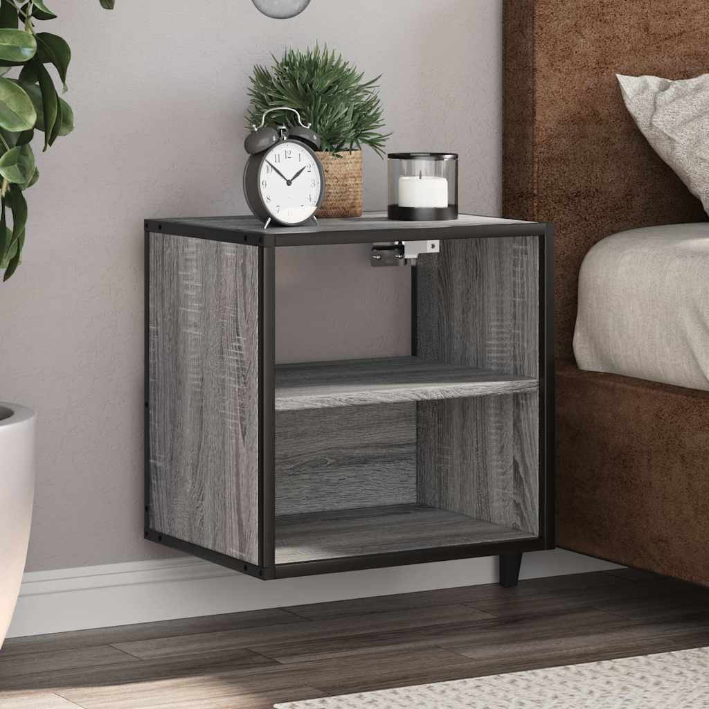 Comodino a Muro Grigio Sonoma 40x31x39,5 cm