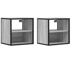 Comodini a Muro 2 pz Grigio Sonoma 40x31x39,5 cm