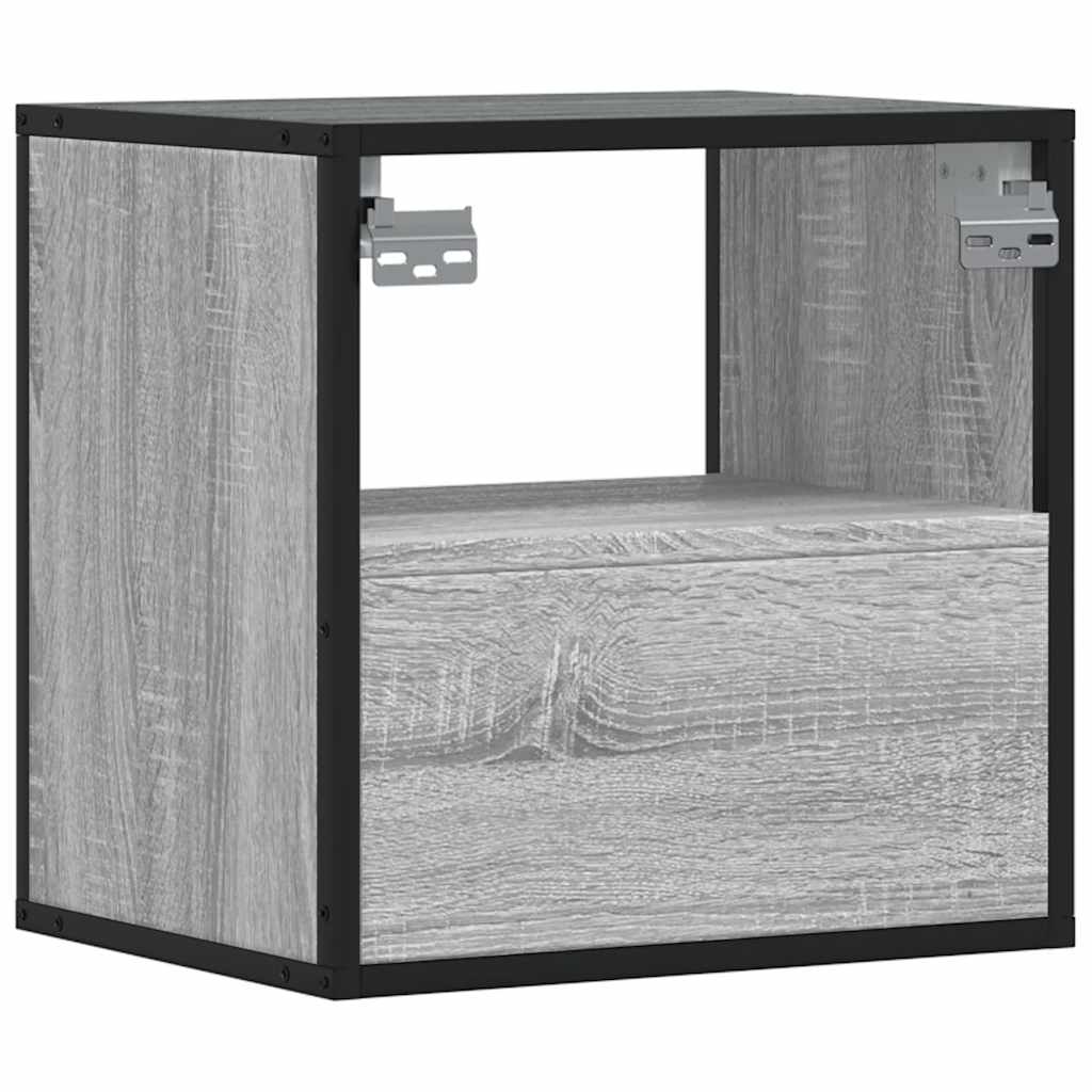 Comodini a Muro 2 pz Grigio Sonoma 40x31x39,5 cm