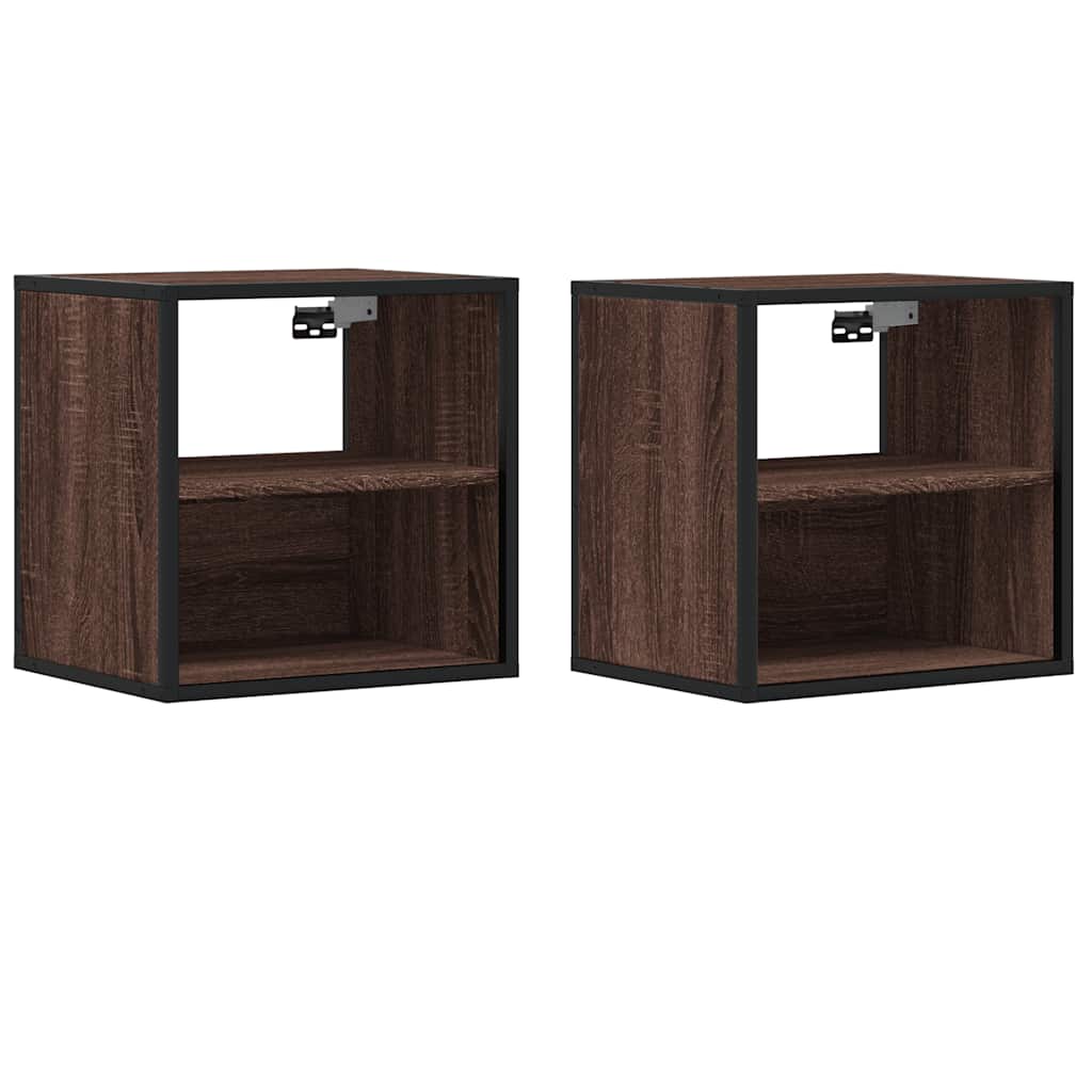 Comodini a Muro 2 pz Rovere Marrone 40x31x39,5 cm
