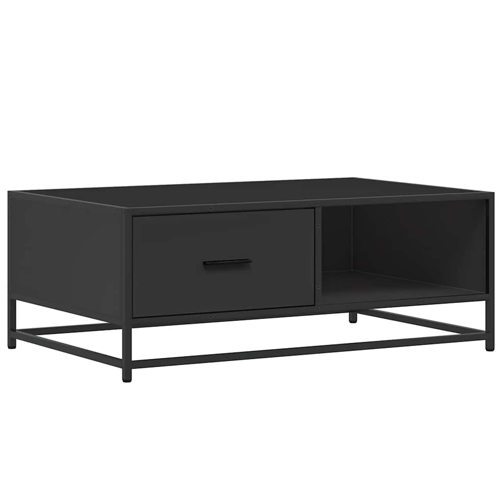 Tavolino Salotto Nero 90x57x35 cm in Truciolato e Metallo