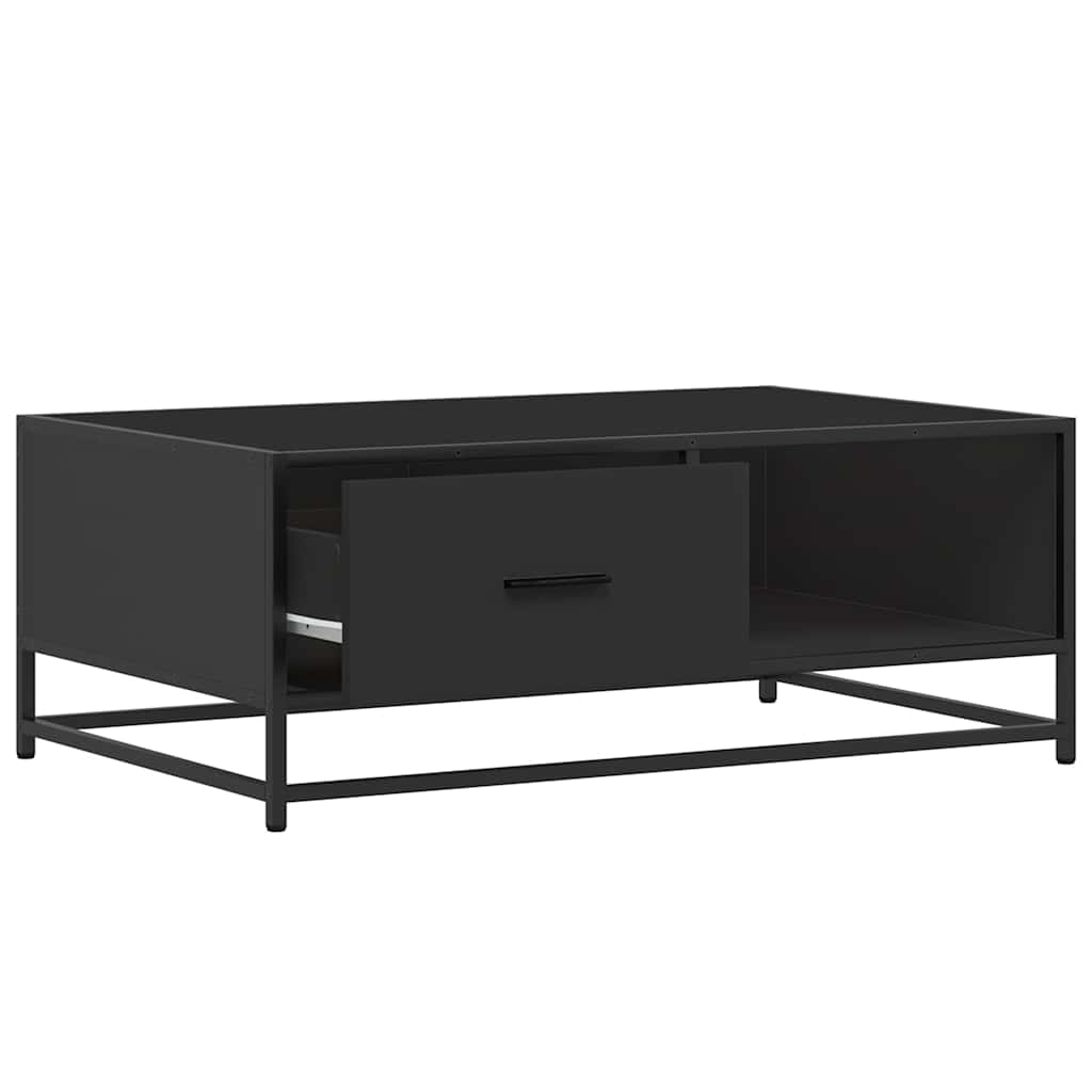 Tavolino Salotto Nero 90x57x35 cm in Truciolato e Metallo