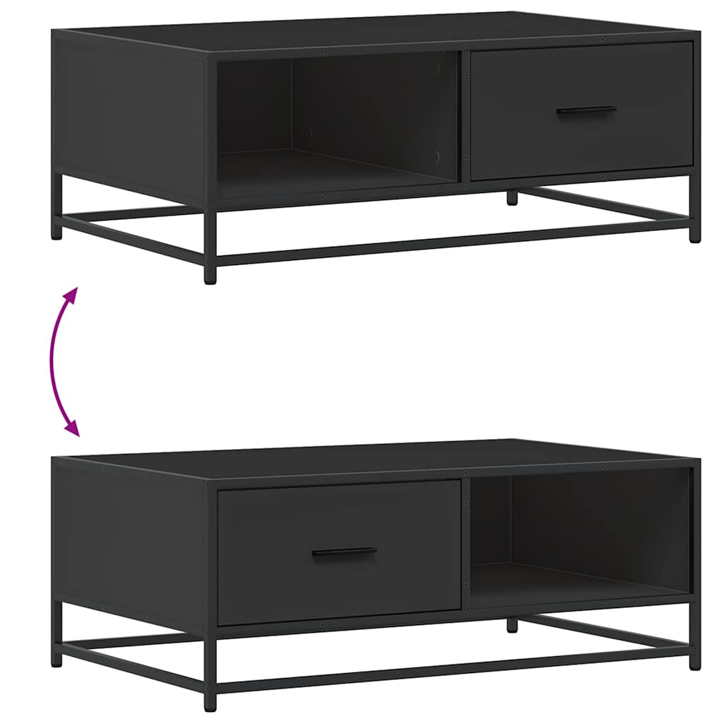 Tavolino Salotto Nero 90x57x35 cm in Truciolato e Metallo