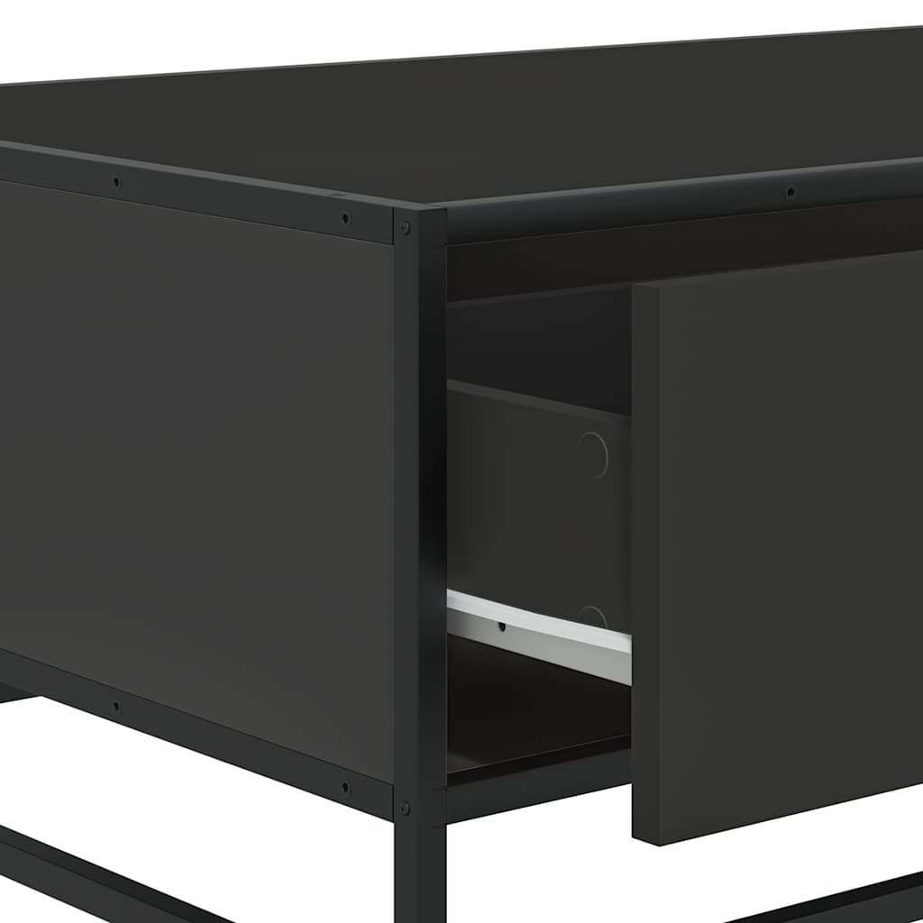 Tavolino Salotto Nero 90x57x35 cm in Truciolato e Metallo