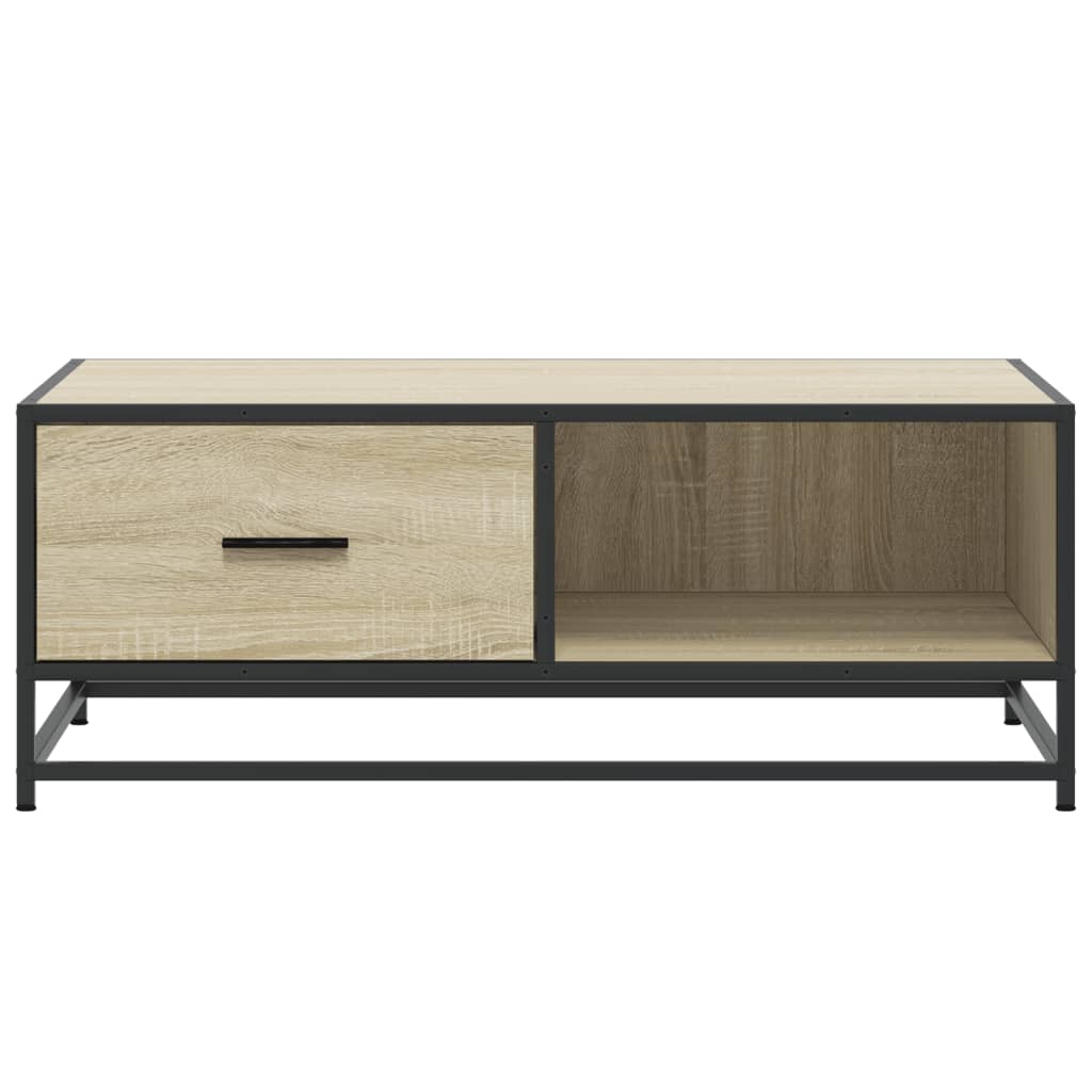 Tavolino Rovere Sonoma 90x57x35 cm Legno Multistrato e Metallo