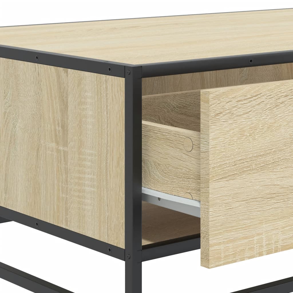 Tavolino Rovere Sonoma 90x57x35 cm Legno Multistrato e Metallo