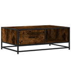Tavolino Rovere Fumo 90x57x35 cm in Legno Multistrato e Metallo