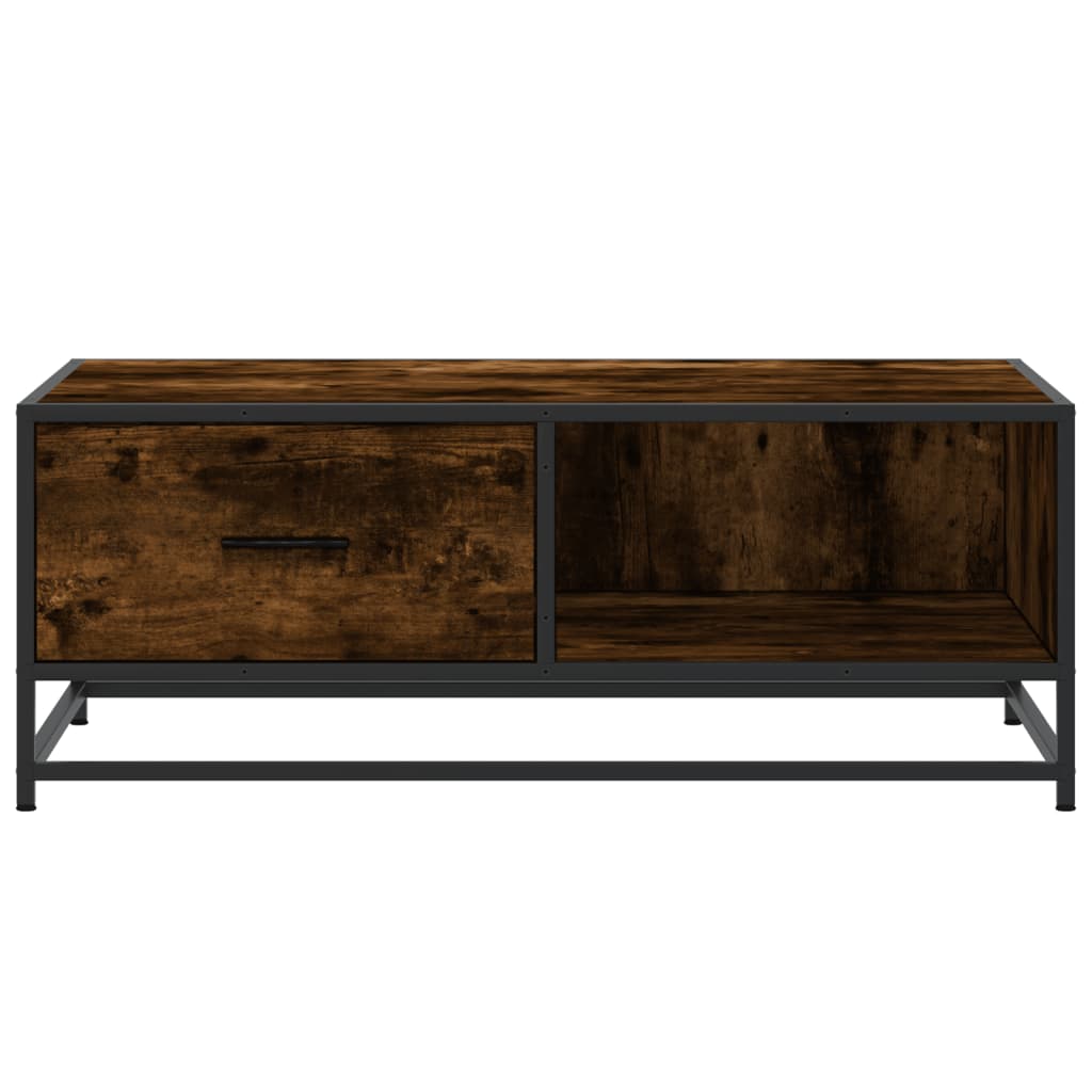 Tavolino Rovere Fumo 90x57x35 cm in Legno Multistrato e Metallo