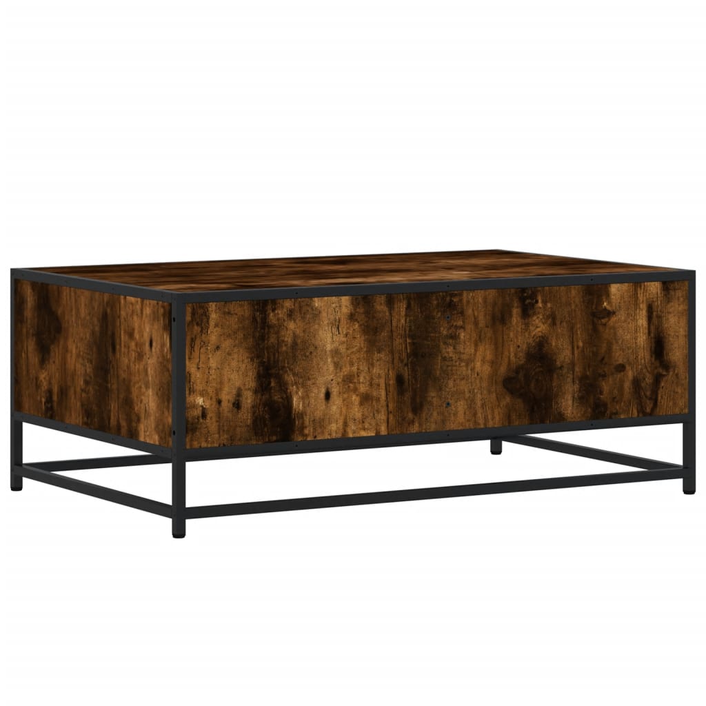 Tavolino Rovere Fumo 90x57x35 cm in Legno Multistrato e Metallo