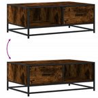 Tavolino Rovere Fumo 90x57x35 cm in Legno Multistrato e Metallo