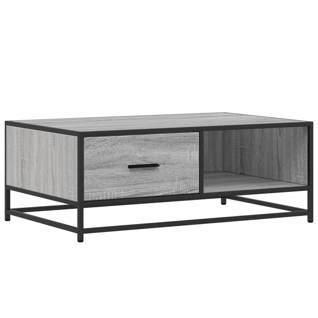 Tavolino Grigio Sonoma 90x57x35 cm Legno Multistrato e Metallo
