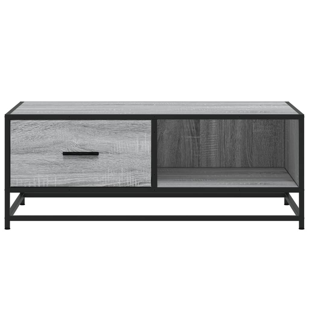 Tavolino Grigio Sonoma 90x57x35 cm Legno Multistrato e Metallo