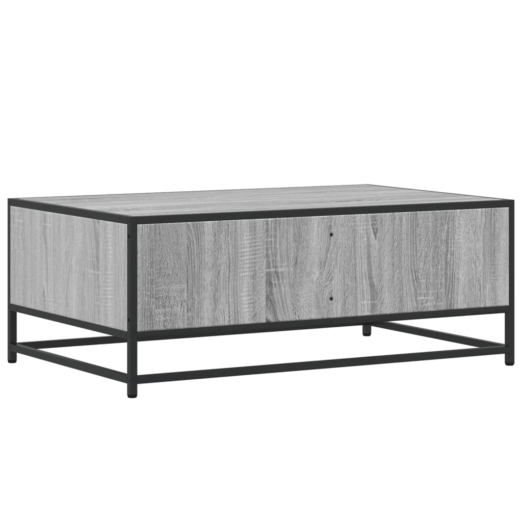 Tavolino Grigio Sonoma 90x57x35 cm Legno Multistrato e Metallo