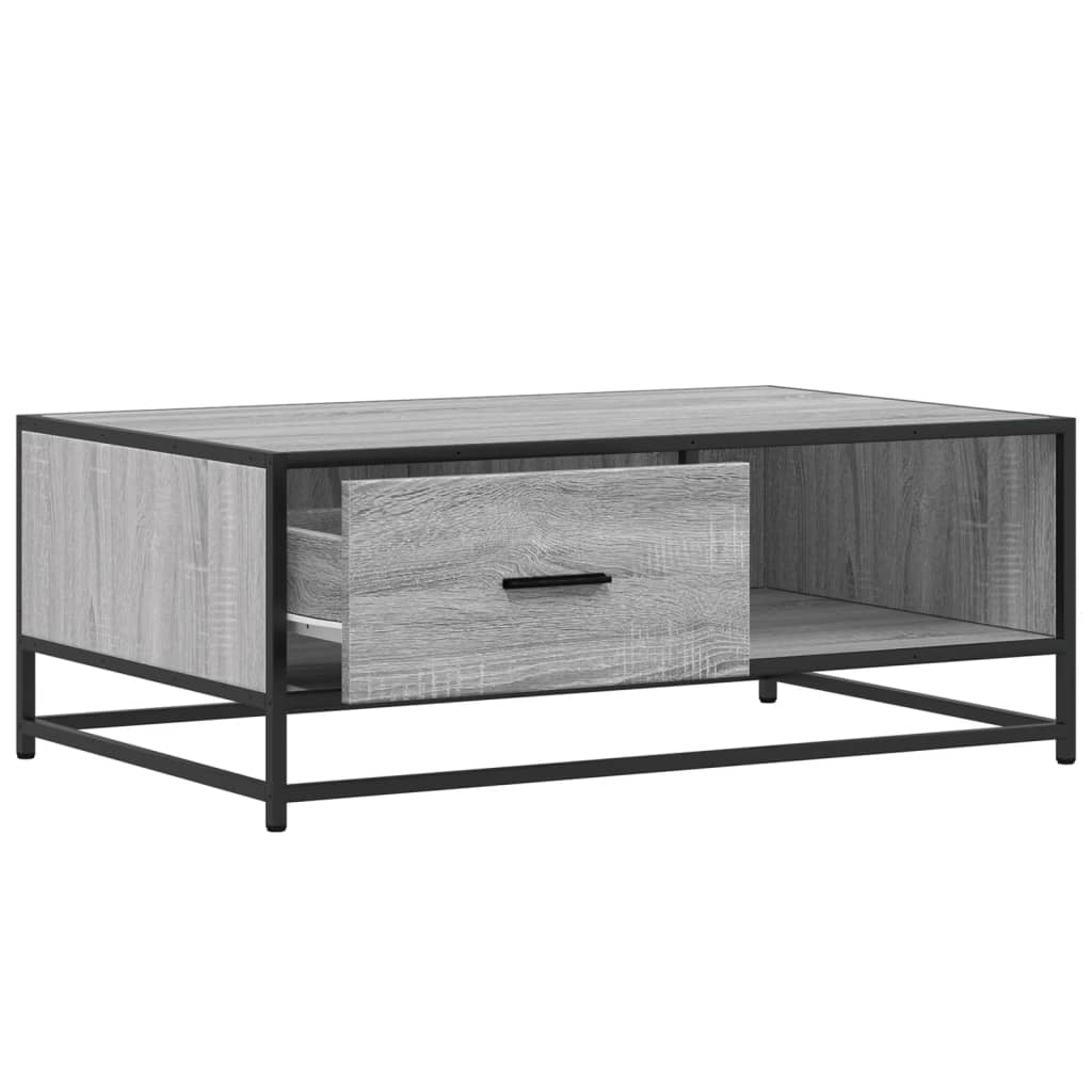 Tavolino Grigio Sonoma 90x57x35 cm Legno Multistrato e Metallo