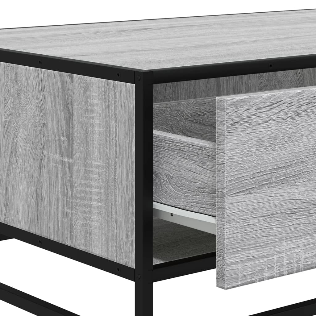 Tavolino Grigio Sonoma 90x57x35 cm Legno Multistrato e Metallo