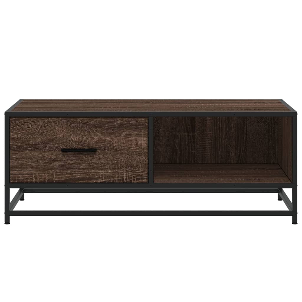 Tavolino Rovere Marrone 90x57x35 cm Legno Multistrato e Metallo