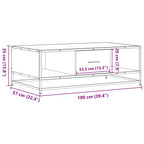 Tavolino Salotto Nero 100x57x35 cm in Truciolato e Metallo