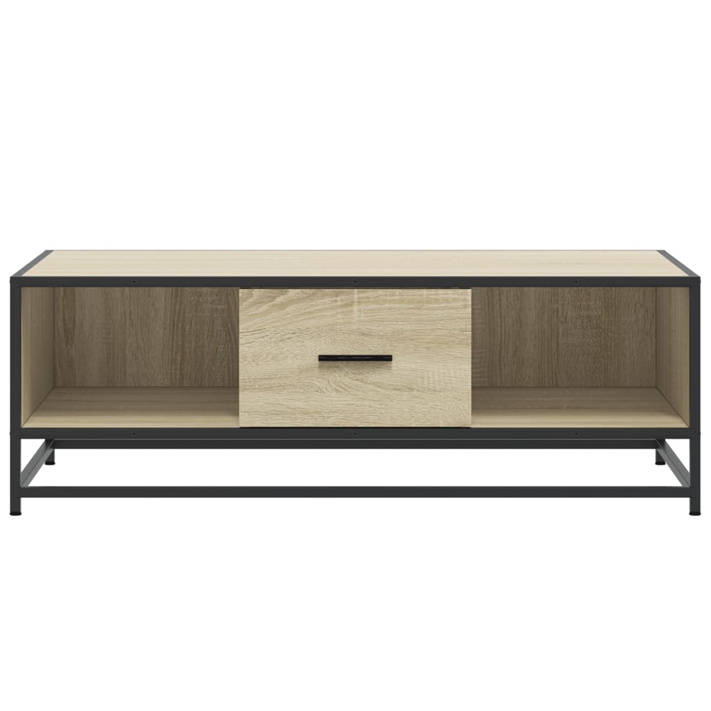 Tavolino Rovere Sonoma 100x57x35 cm Legno Multistrato Metallo