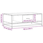 Tavolino Rovere Sonoma 100x57x35 cm Legno Multistrato Metallo