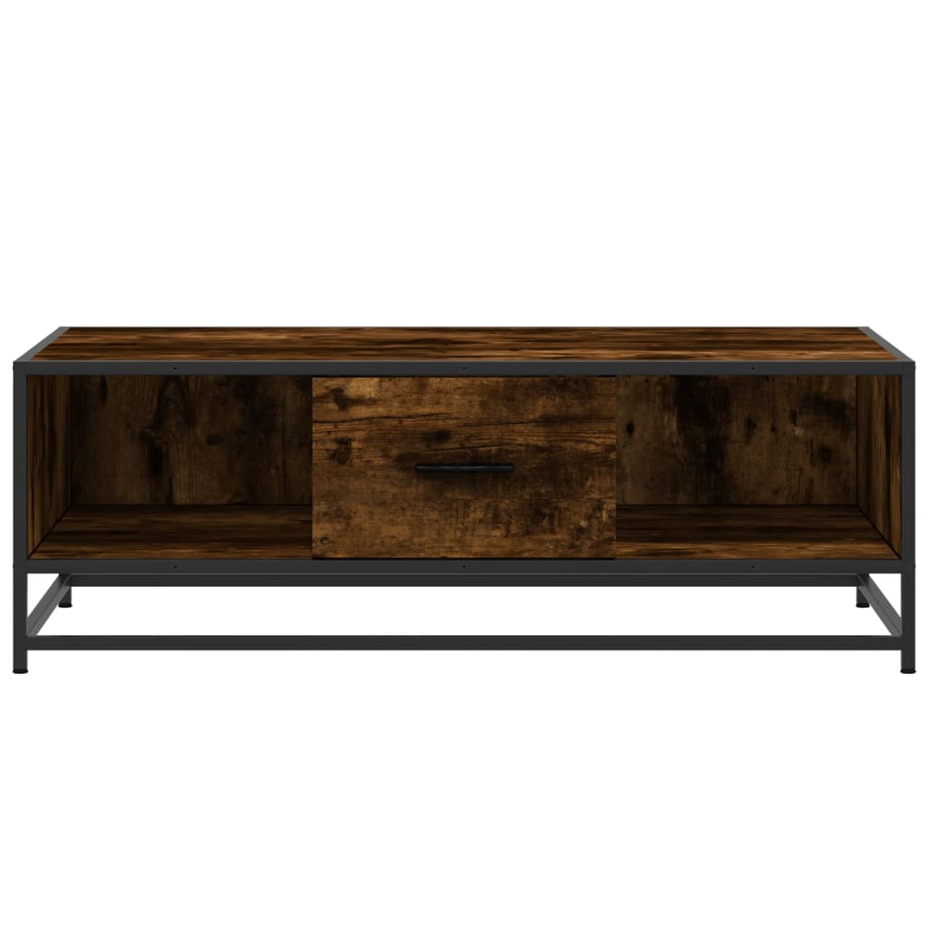 Tavolino Rovere Fumo 100x57x35cm in Legno Multistrato e Metallo