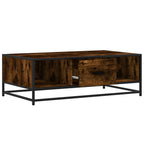 Tavolino Rovere Fumo 100x57x35cm in Legno Multistrato e Metallo
